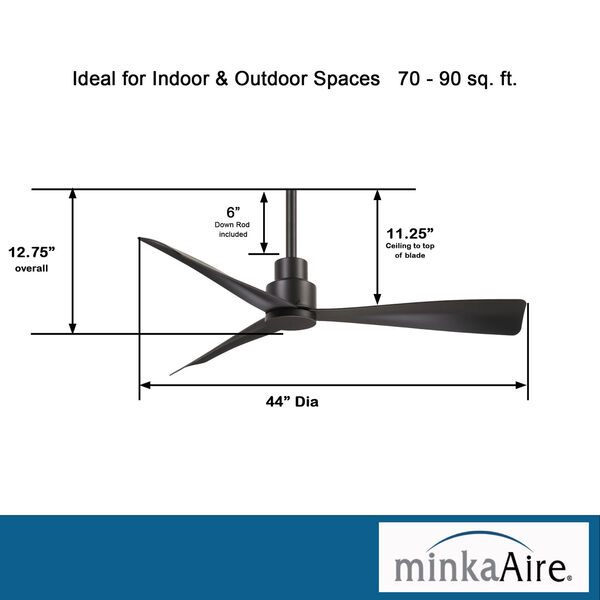 Simple Coal Fourty-Four Inch Ceiling Fan, image 11