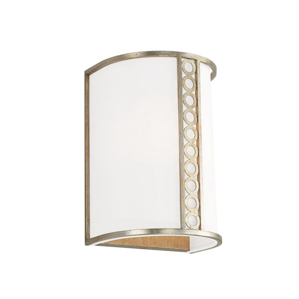 Isabella Winter Gold and White One-Light Wall Sconce with White Fabric Shade Diffuser, image 1