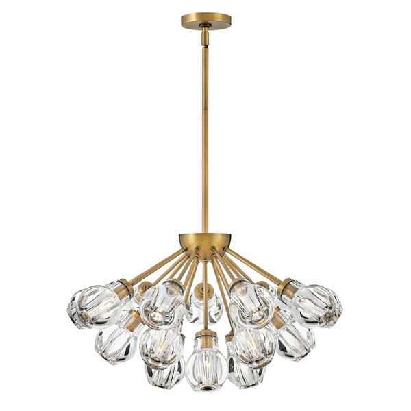 Elise Heritage Brass 19-Light Convertible Pendant with Clear Crystal Glass, image 1