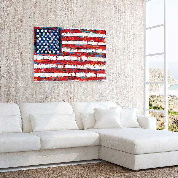 Dramatic Stars and Stripes Frameless Free Floating Tempered Glass Wall Art, image 4