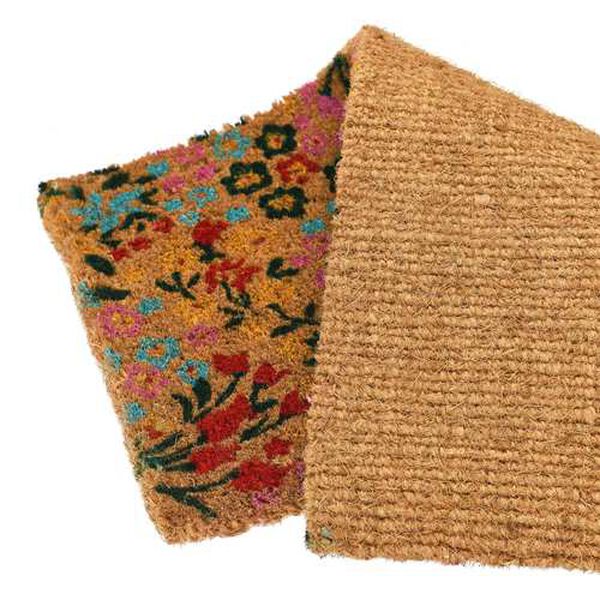 Multicolor Natural Coir Doormat with Florals, image 3