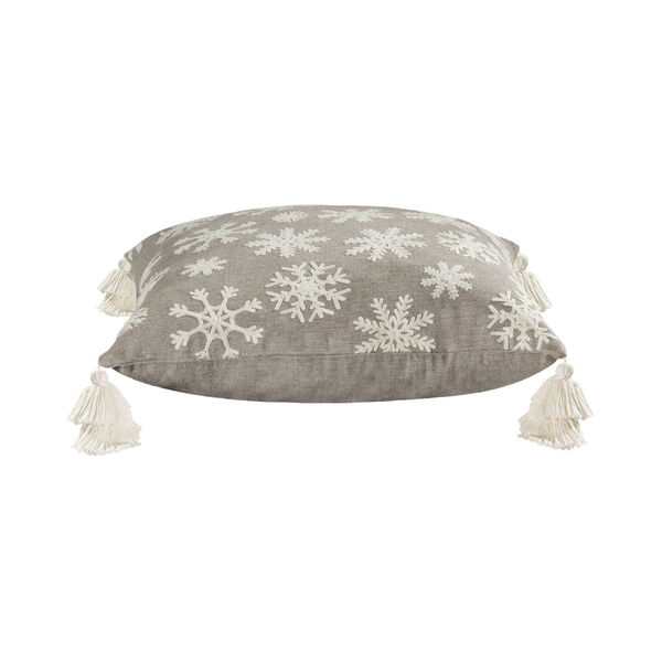 Snowflake Light Grey and White 20-Inch 20 x 20 In. Pillow, image 2