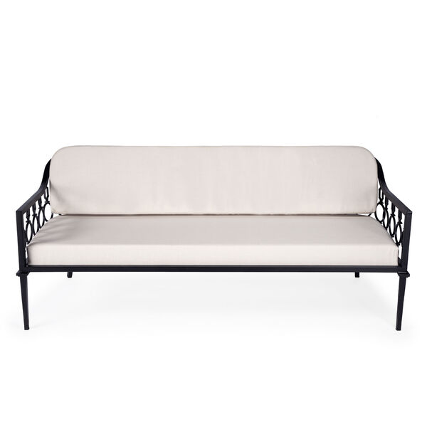 Southport Beige and Black Iron Upholstered Outdoor Sofa, image 2