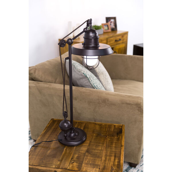 River Station Rubbed Bronze Pulley Adjustable Height Table Lamp, image 3