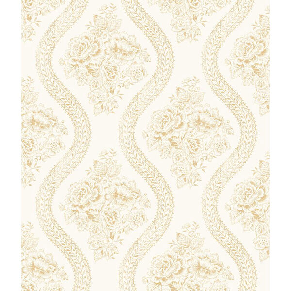 Coverlet Floral Yellow and Off White Removable Wallpaper- SAMPLE SWATCH ONLY, image 1