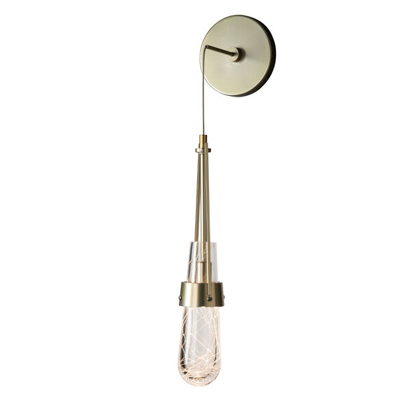 Link Antique Brass Low Voltage LED Wall Sconce with Clear White Threading Glass, image 3