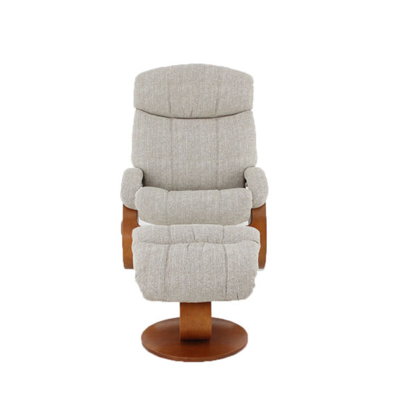 Selby Walnut Tan Linen Fabric Manual Recliner with Ottoman, image 6