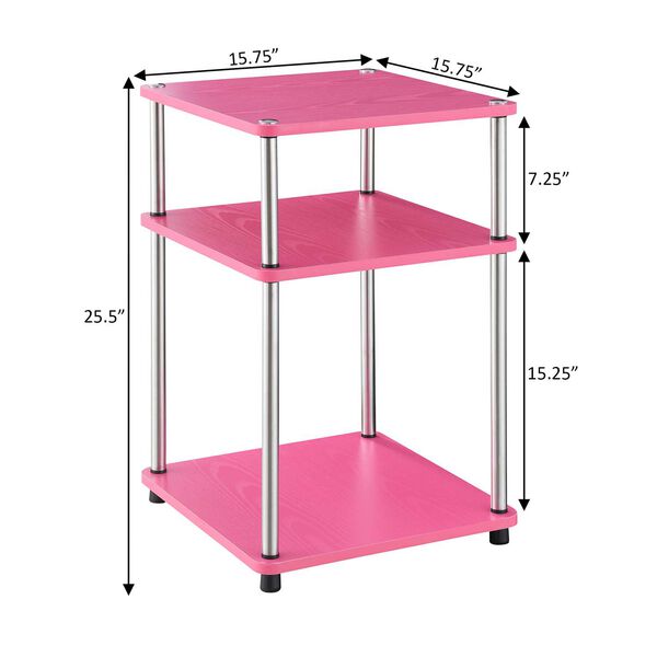 Designs 2 Go Pink Chrome No Tools Three-Tier End Table, image 3