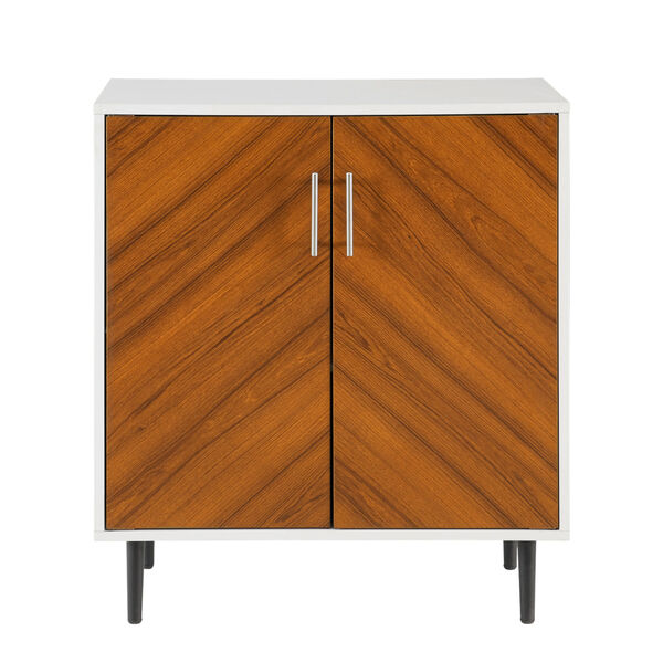Hampton Solid White and Brown Accent Cabinet, image 1