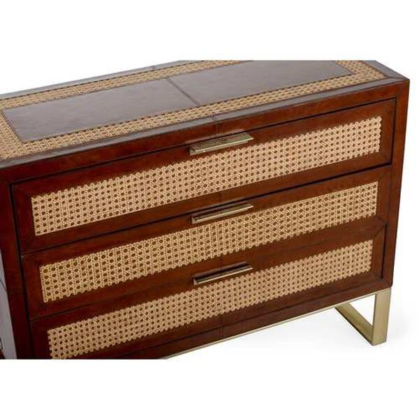 Cognac and Polished Brass Under The Canvas Chest, image 9