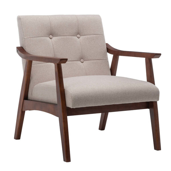Take a Seat Natalie Sandy Beige Fabric and Espresso Accent Chair, image 3