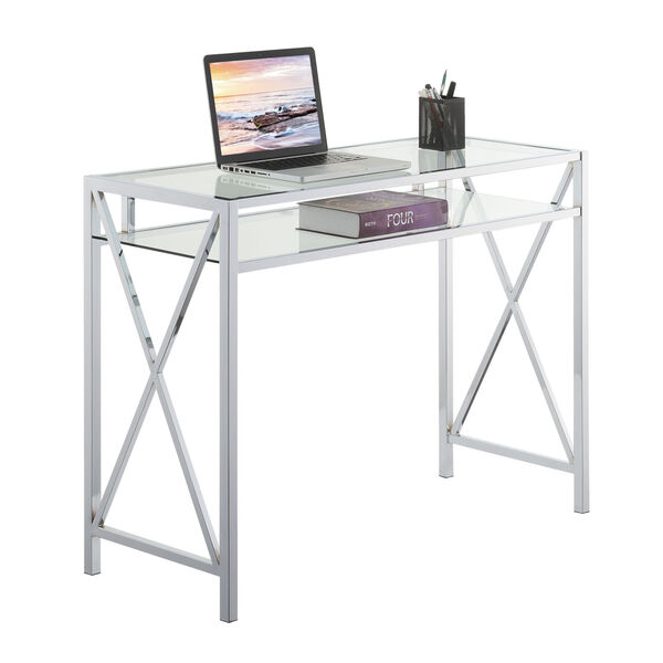 Oxford Clear Glass and Chrome Desk, image 3