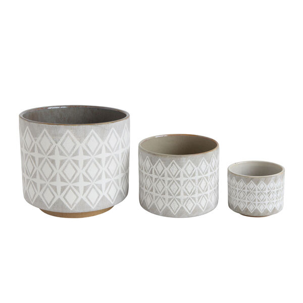 Shoreline Grey and White Stoneware Pots - Set of 3, image 1