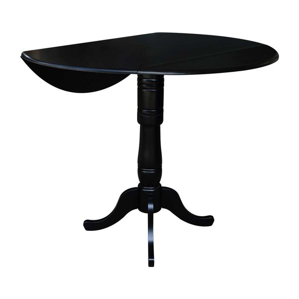 Black 42-Inch High Round Dual Drop Leaf Pedestal Dining Table, image 3