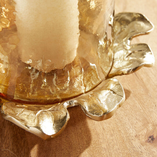 Gold Gold Luster Glass Ivara Hurricane Candle Holder, image 2