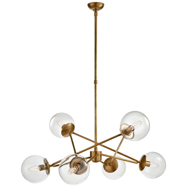 Turenne Large Dynamic Chandelier in Hand-Rubbed Antique Brass with Clear Glass by AERIN, image 1