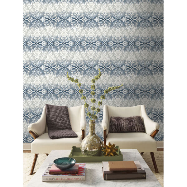 Damask Resource Library Navy 27 In. x 27 Ft. Tudor Diamond Wallpaper, image 2