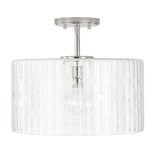 Emerson Polished Nickel One-Light Dual Semi-Flush Mount with Embossed Seeded Glass, image 1