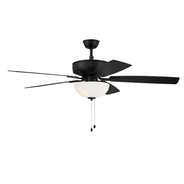 Pro Plus Flat Black 52-Inch Two-Light Ceiling Fan with White Frost Bowl Shade, image 3