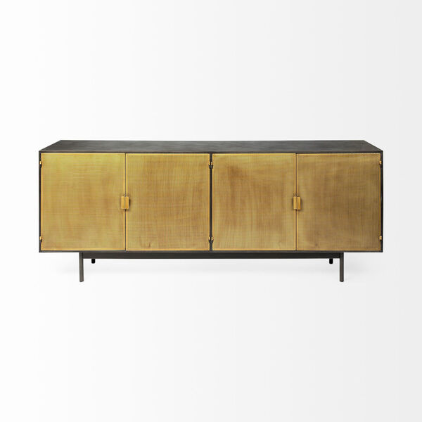Newsome II Black and Gold Solid Wood Four Door Sideboard, image 2