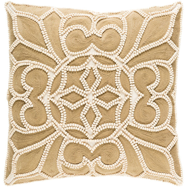 Pastiche Cream and Camel 22 x 22 In. Throw Pillow, image 1