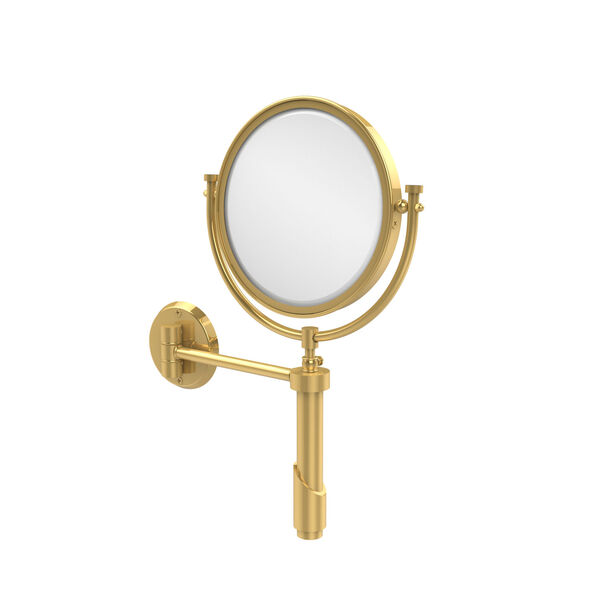 Tribecca Collection Wall Mounted Make-Up Mirror 8 Inch Diameter with 5X Magnification, Polished Brass, image 1