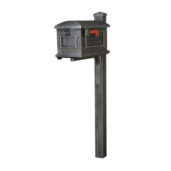 Curbside Swedish Silver Mailbox with Wellington Mailbox Post, image 1