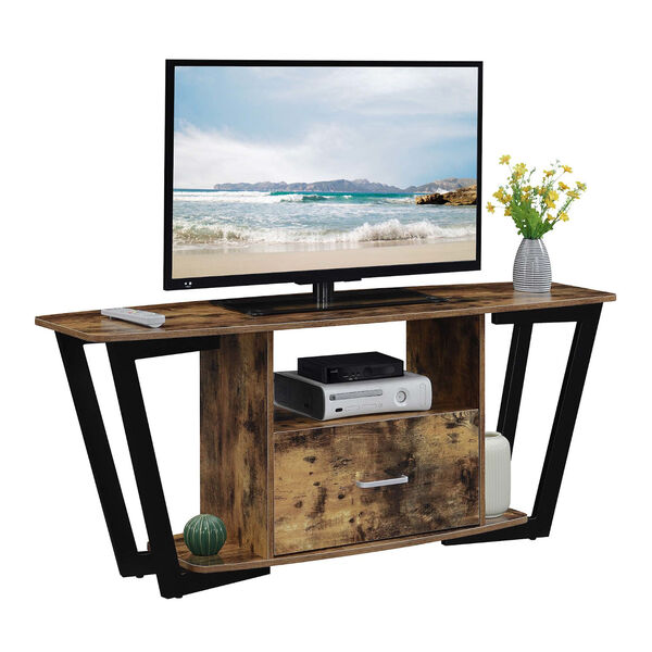 Graystone Barnwood and Black One Drawer TV Stand with Shelves, image 2