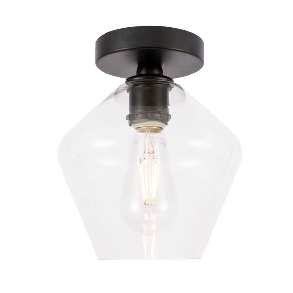 Gene Black Eight-Inch One-Light Flush Mount with Clear Glass, image 4
