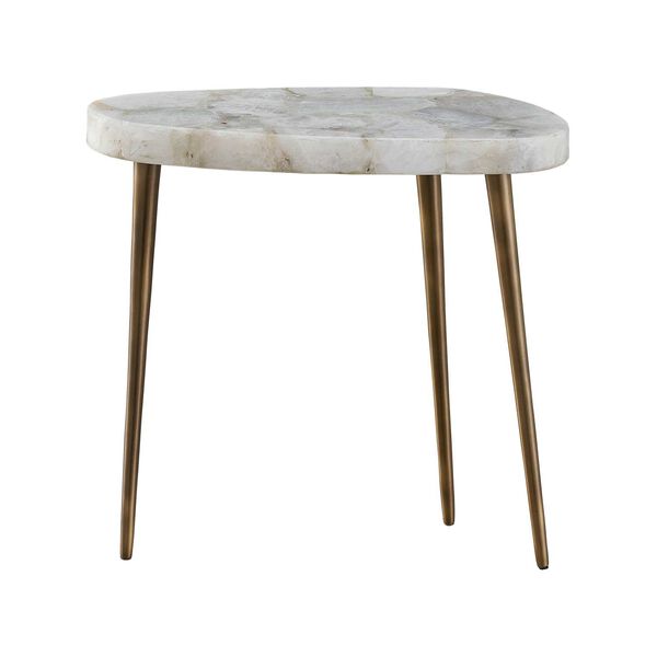 ErinnV x Universal Fino White and Bronze Short Side Table, image 1