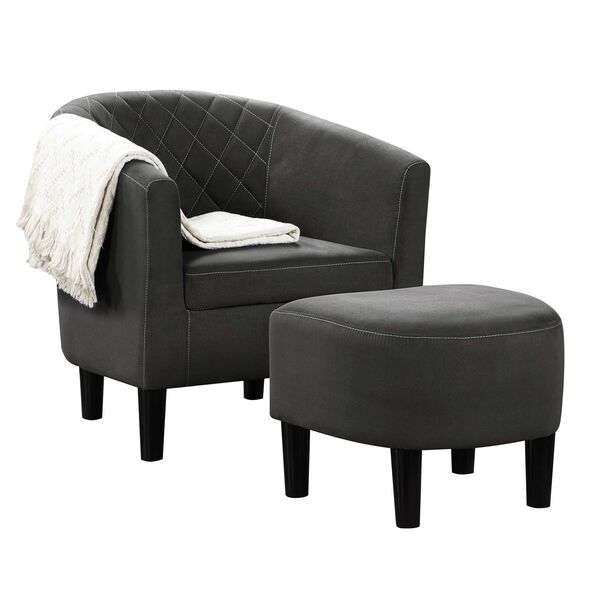 Take A Seat Dark Gray Microfiber Roosevelt Accent Chair with Ottoman, image 3