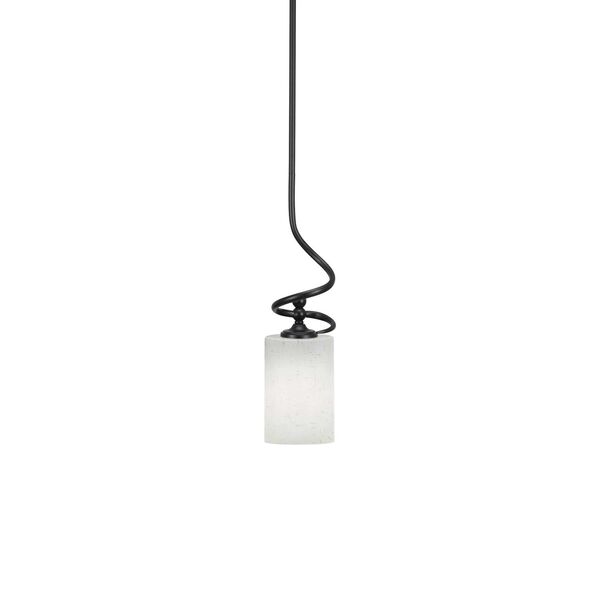 Capri Matte Black One-Light Mini Pendant with White Cylinder Muslin Glass, image 1