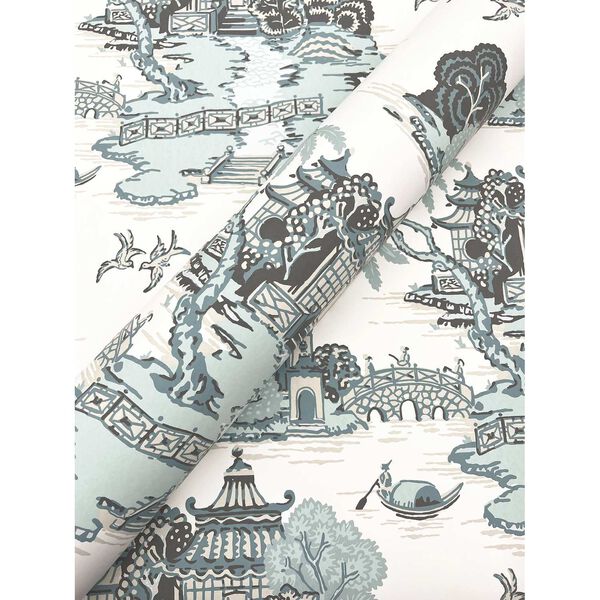 Pagoda Sampan Scenic Seamist Wallpaper, image 4