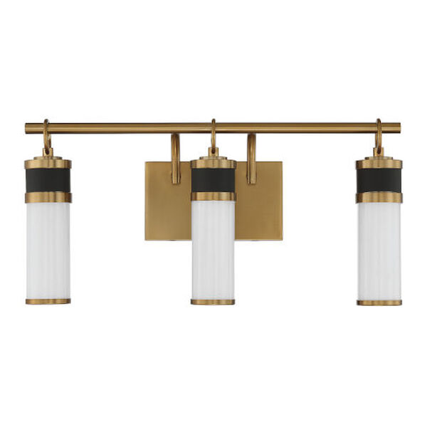 Abel Matte Black and Warm Brass Three-Light Integrated LED Bath Vanity, image 2