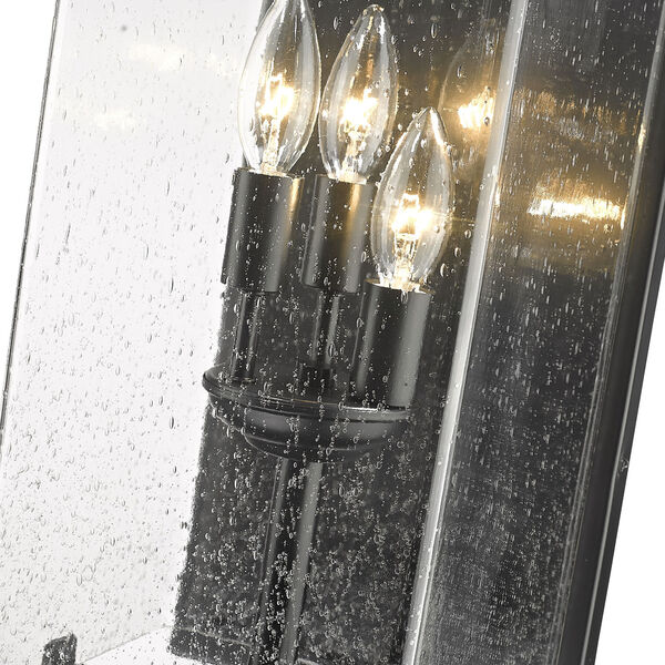Sana Black Three-Light Outdoor Wall Sconce with Seedy Shade, image 4