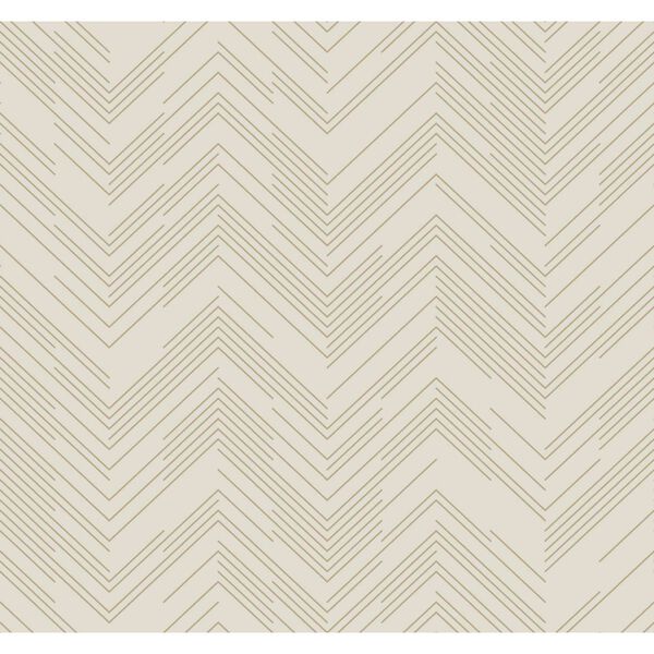 Polished Chevron Cream and Gold Wallpaper, image 2
