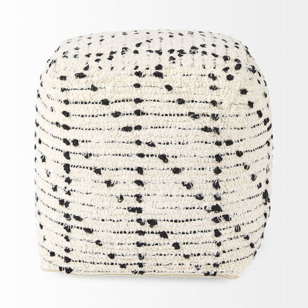Aarohi Cream and Black Patterned Pouf, image 4