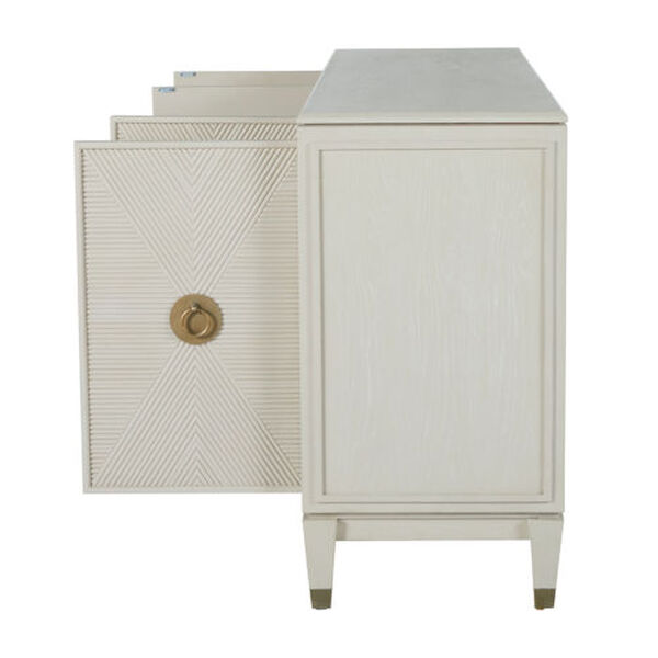 Strella Stainless Champagne and Cerused White Cabinet, image 6