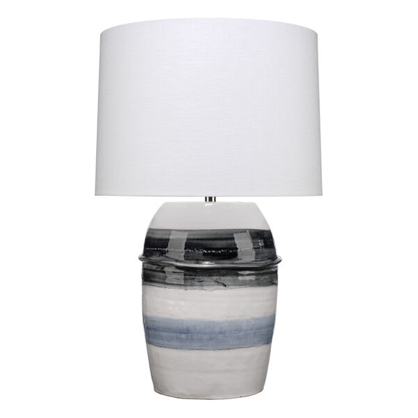 Horizon Grey Black White Ceramic One-Light Striped Table Lamp, image 1