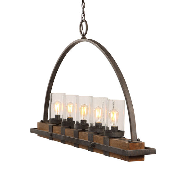 Atwood Deep Weathered Bronze Five-Light Linear Chandelier, image 2