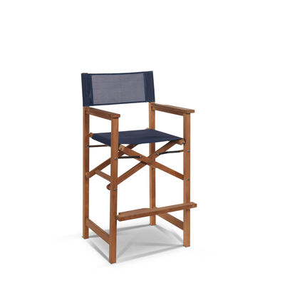 Hiteak Captain Bar Taupe Foldable Teak Outdoor Stool With Arms And A Textilene Fabric Hlac1807 T Bellacor - Folding Patio Bar Chairs