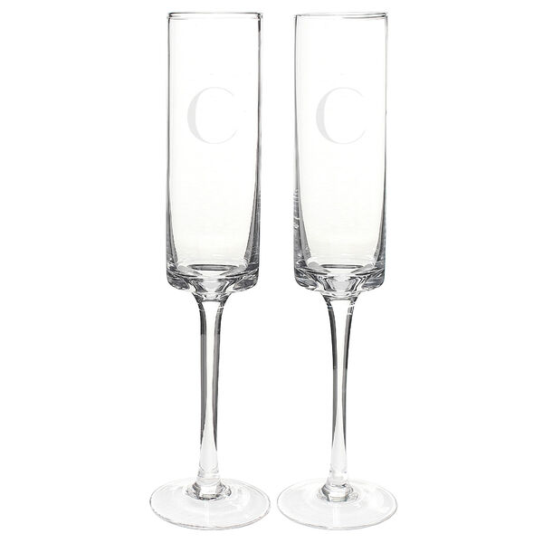 Bellagram Personalized 8 oz. Contemporary Champagne Flutes, Letter