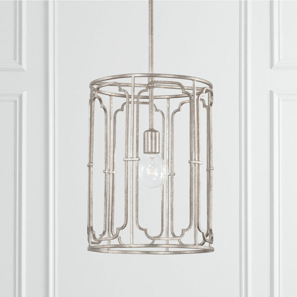 Merrick Antique Silver One-Light Cage Foyer, image 2
