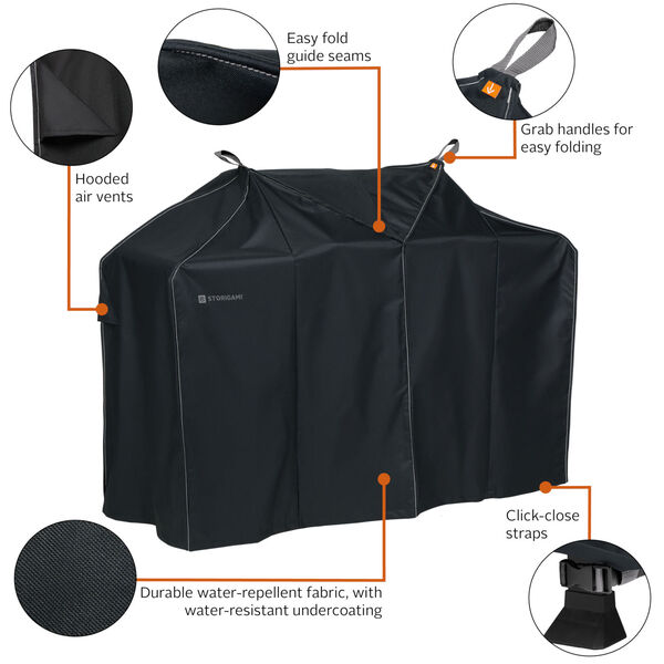Poplar Charcoal Black 58-Inch BBQ Grill Cover, image 2