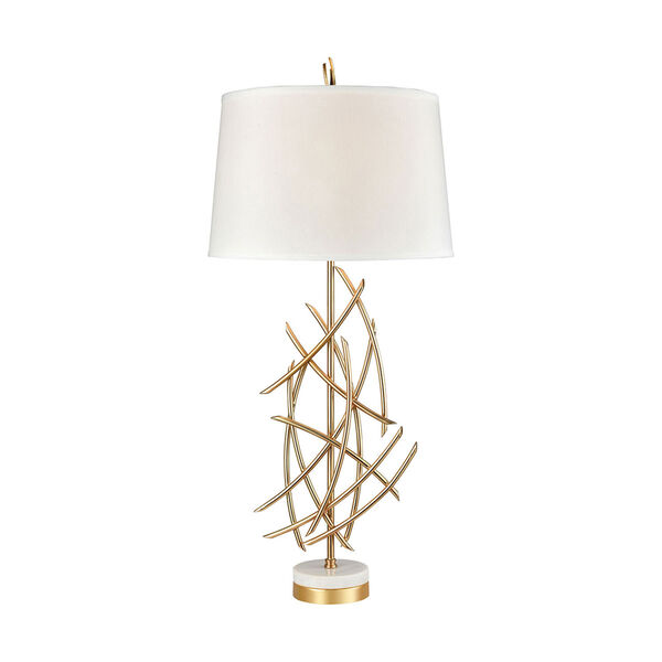 Parry Gold Plated Metal and White Marble 35-Inch One-Light Table Lamp, image 1