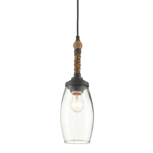 Hightider French Black and Natural One-Light Mini Pendant, image 1