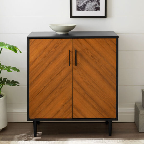 Hampton Solid Black and Brown Accent Cabinet, image 3