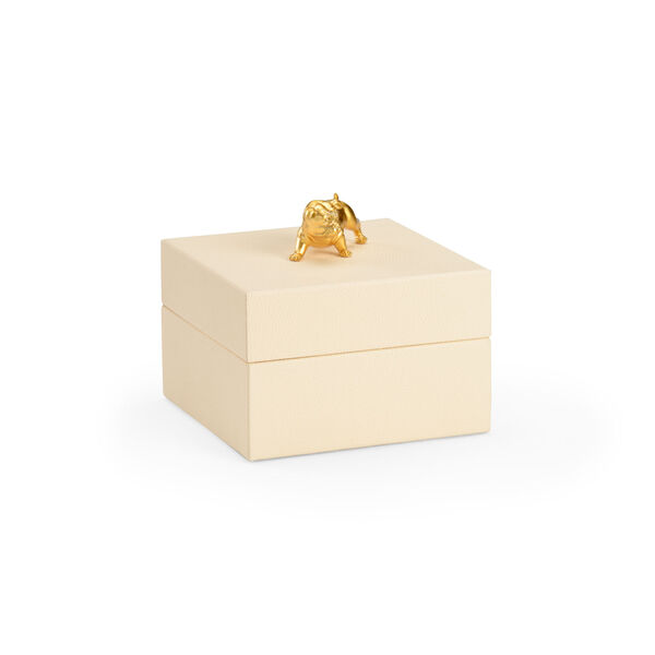 Pam Cain  Cream and Metallic Gold Dog Handle Box, image 1