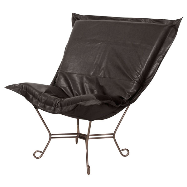 Avanti Black 40-Inch Scroll Puff Chair with Titanium Frame, image 1