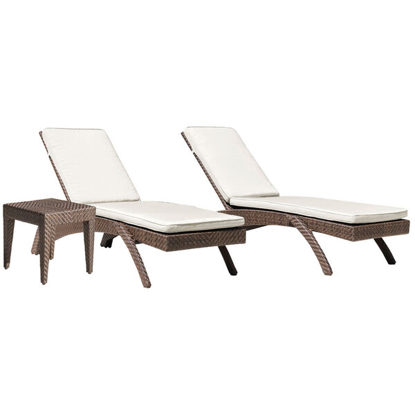 Oasis Java Brown Outdoor Chaise Lounge with Sunbrella Antique Beige cushion, 3 Piece, image 1